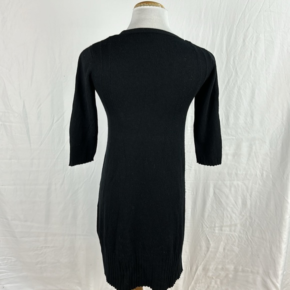 J. Jill Black Wool Blend 3/4 Sleeve Round Neck Sweater Dress - Picture 4 of 8